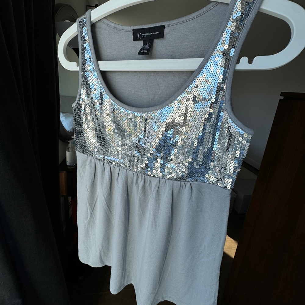 LIKE NEW Festive sparkly disco tank top